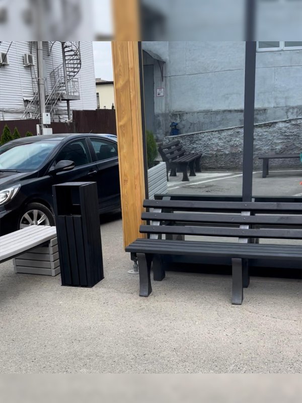 Скамья со спинкой из полимерпесчаного композита