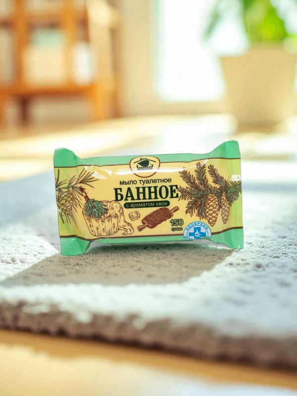 Мыло туалетное твердое «Банное» с ароматом хвои