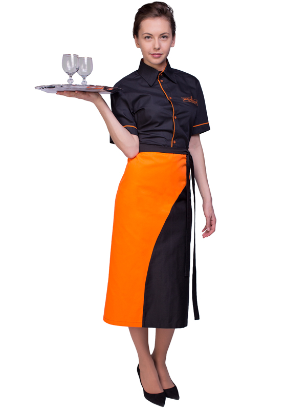 Костюм женский официанта: блуза модель СЖ-1, фартук модель Ф-30-6, юбка модель Ю-9