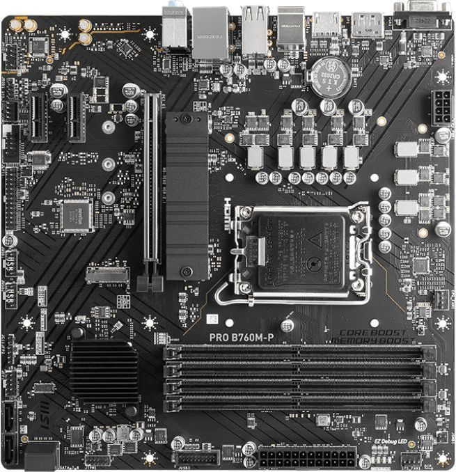 Материнская плата MSI PRO B760M-P LGA1700, 4xDDR5, 1PCI-Ex16, 2PCI-Ex1,2M.2,4SATA3,1USB3.2 Gen2(C),3