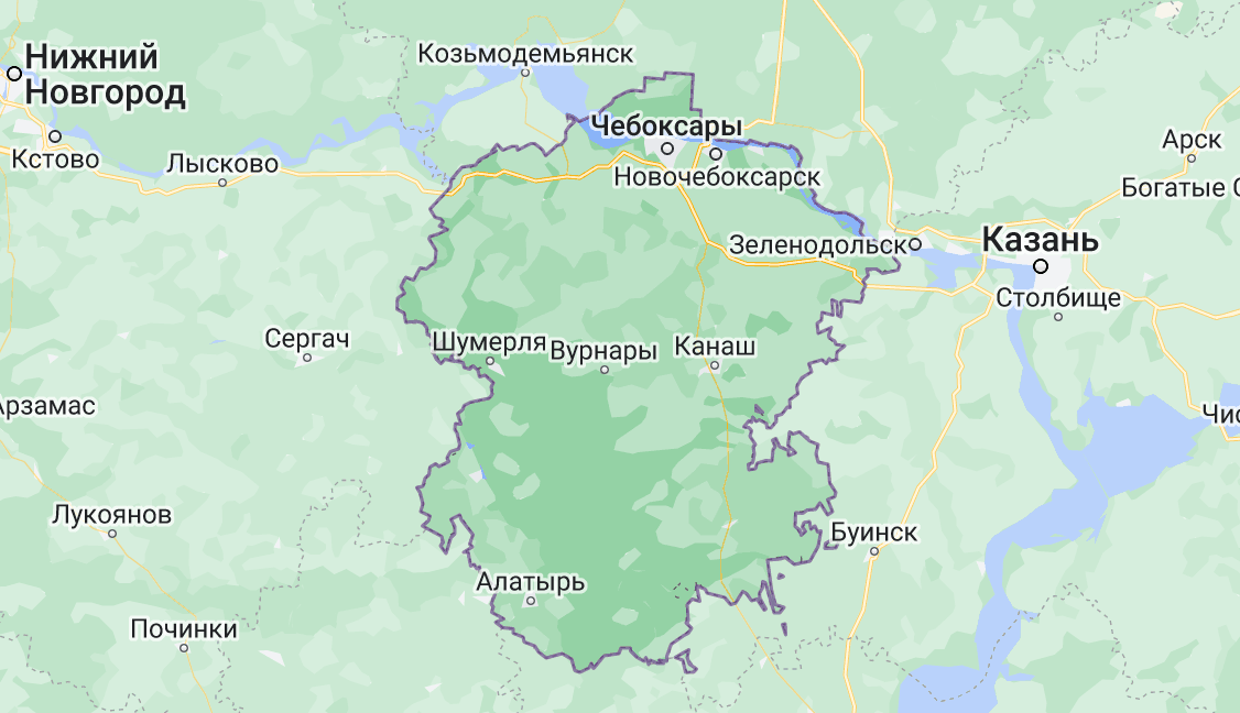 Карта Чувашской республики