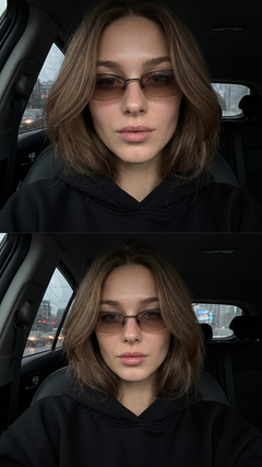 Коллаж селфи в машине в темном люксовом стиле