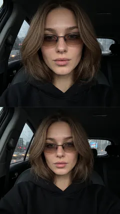 Коллаж селфи в машине в темном люксовом стиле