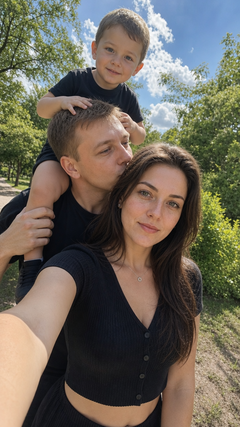 Семейное селфи в летнем парке