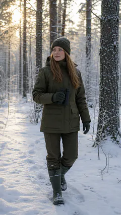 Лесник в зимнем лесу