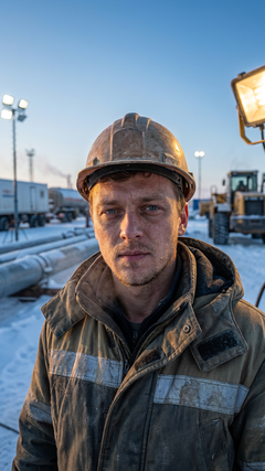 Портрет нефтяника на снежной базе
