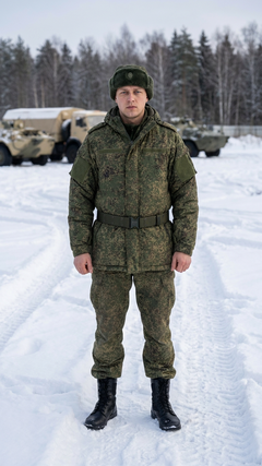 Военный портрет на заснеженном полигоне