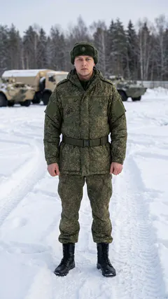 Военный портрет на заснеженном полигоне