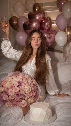 Luxury birthday editorial с розами и шарами