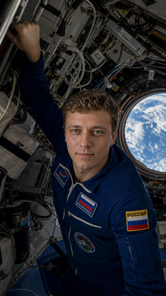 Космонавт в спокойной технической среде