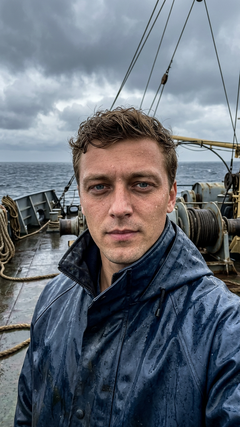 Моряк на палубе с мягким приближением камеры