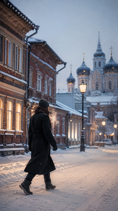 Зимний вечер в тихом городе