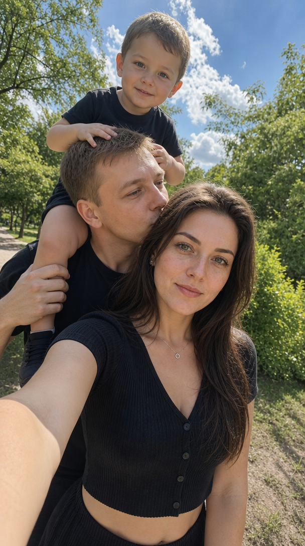 Семейное селфи в летнем парке