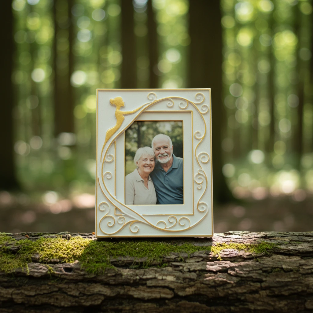 Memorial Photo Frame with 3D Silhouette Relief