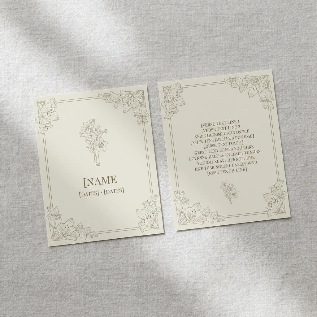 Memorial Prayer Card Template - Classic Floral Design (Canva Editable)