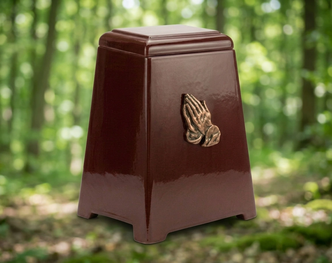 Praying Hands Mahogany Urn WU113