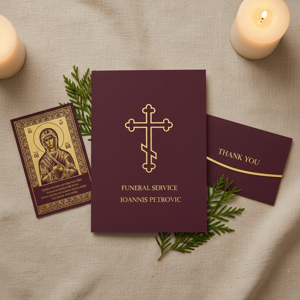 Slavic Orthodox Funeral Stationery Bundle