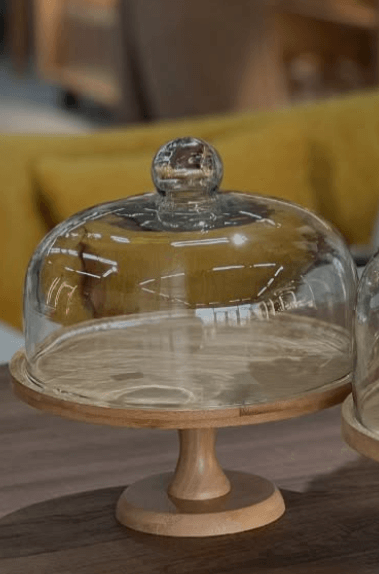 Бамбуковая хлебница со стеклянной крышкой 24 см