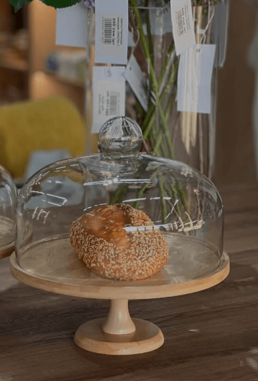 Бамбуковая хлебница со стеклянной крышкой 28 см