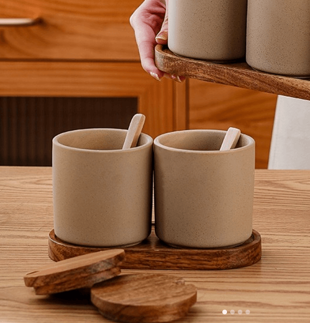 Керамические баночки на подставке 2 шт