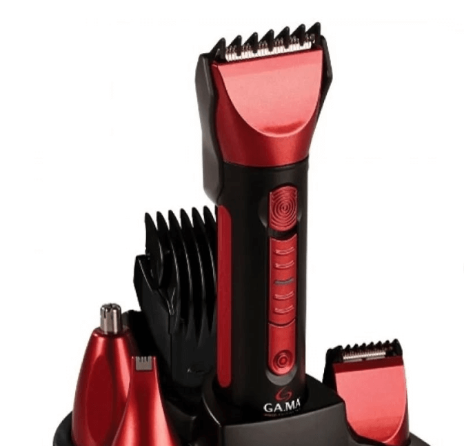 Многофунциональная машинка для стрижки волос со встроенным аккумулятором и множеством насадок.