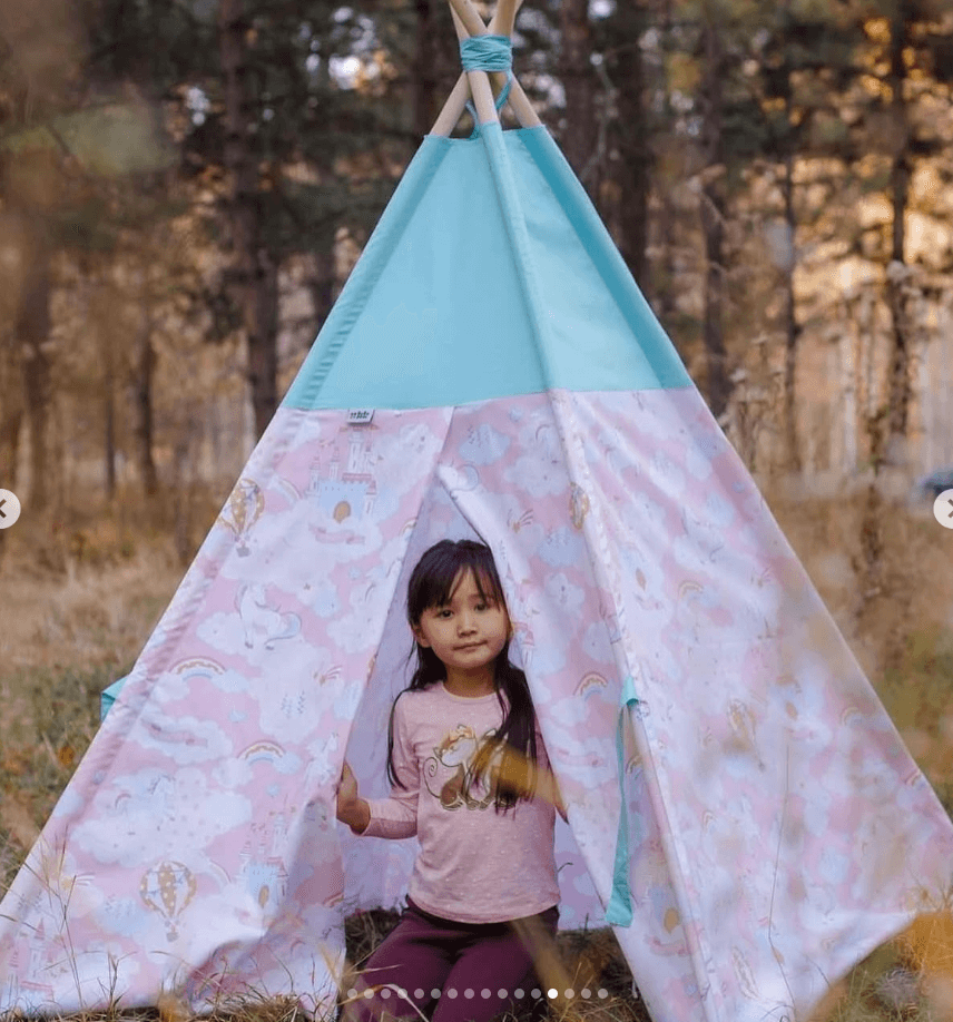 Вигвам для детских игр цвет голубой\розовая сказка