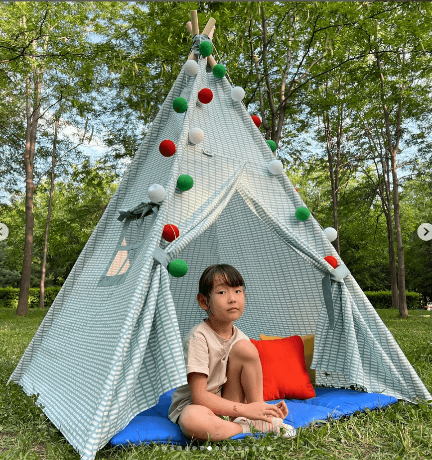 Вигвам для детских игр принт в прямоугольные клетки