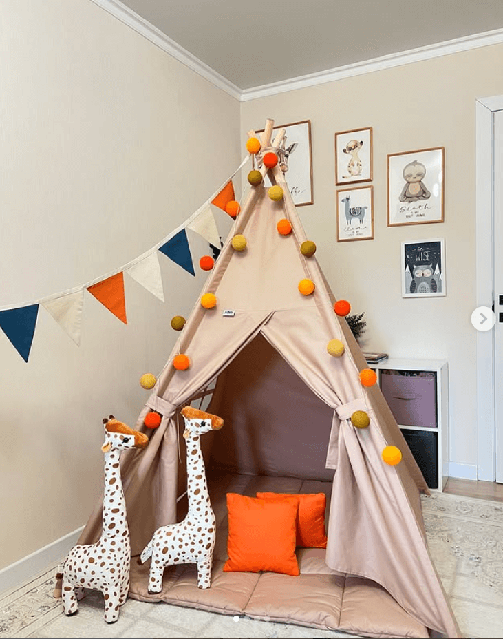 Вигвам для детских игр цвет кремово-розовый