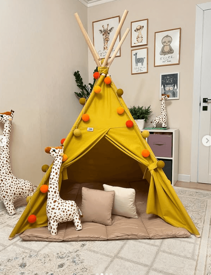Вигвам для детских игр цвет желтый материал лен
