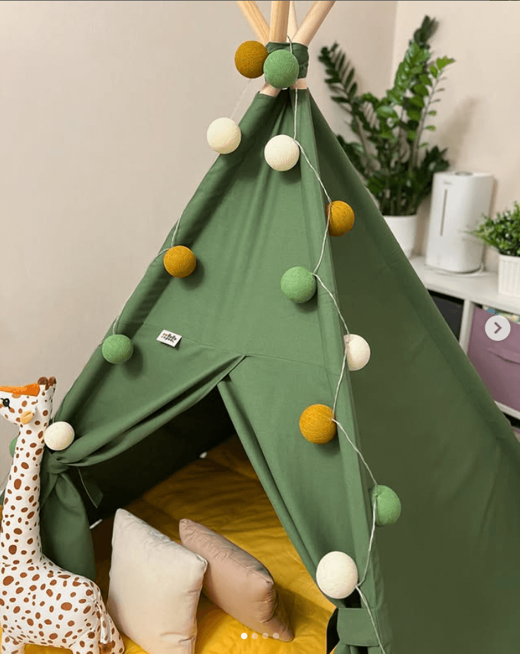 Вигвам для детских игр цвет хаки материал лен