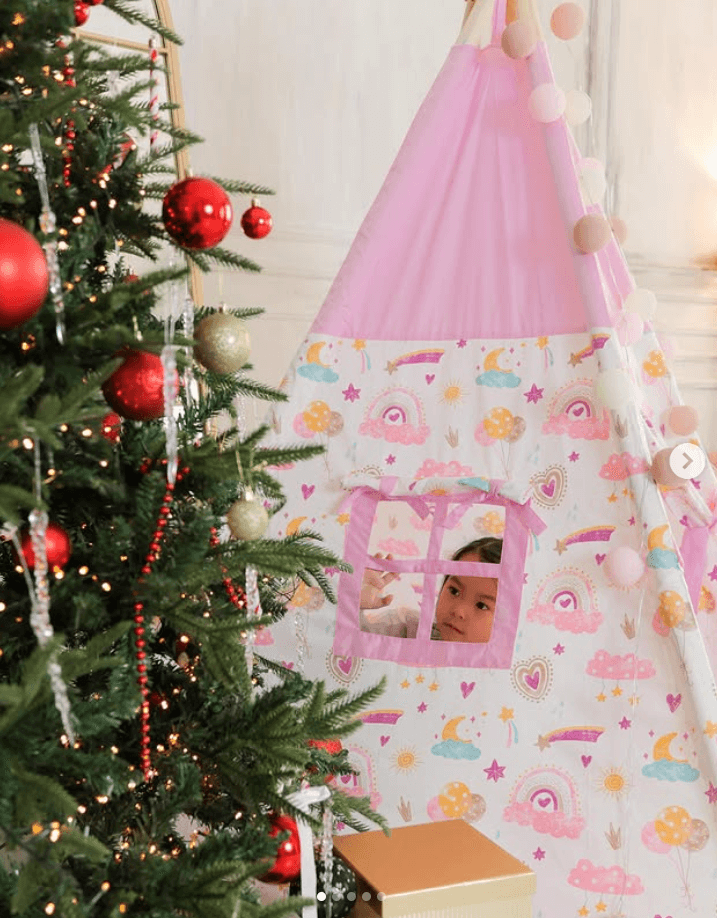 Вигвам для детских игр цвет розовый\принт Сказочное небо