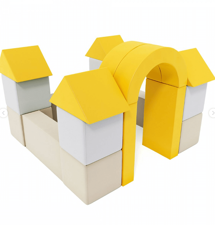 Детский мягкий модуль конструктор «Дружок» желтый\белый\бежевый