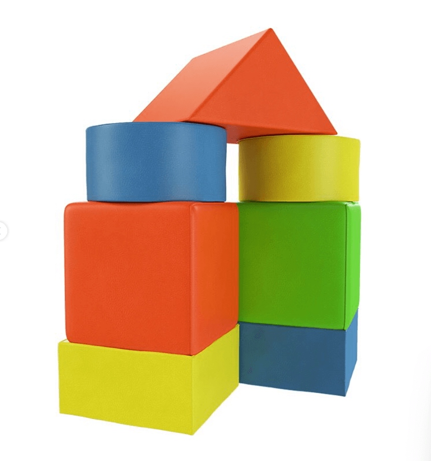 Детский мягкий модуль конструктор «Дружок» красный\желтый\зеленый\синий 7 деталей