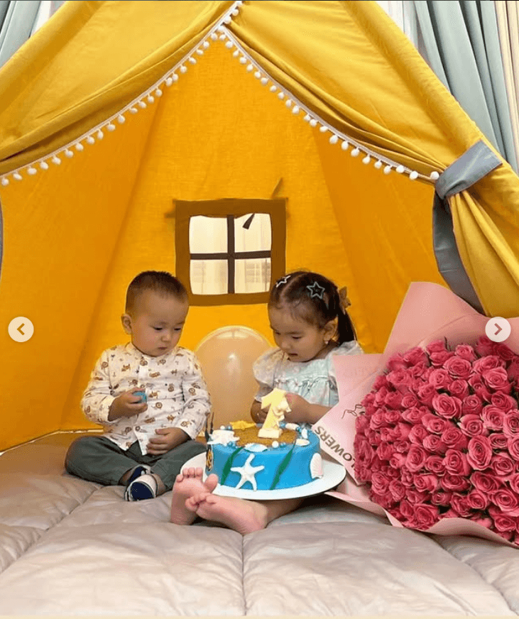 Вигвам для детских игр цвет желтый с белой бахромой