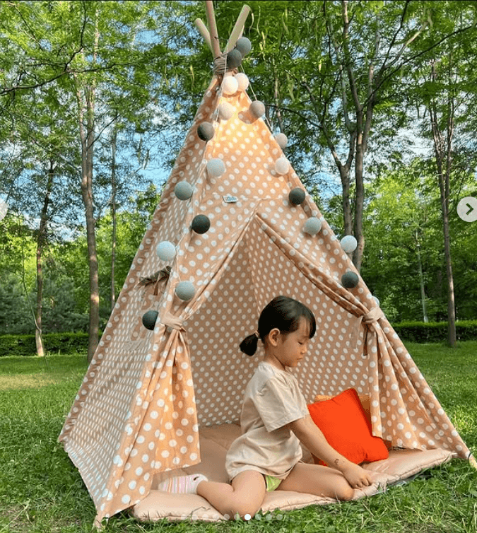 Вигвам для детских игр цвет светло-коричневый в горошек