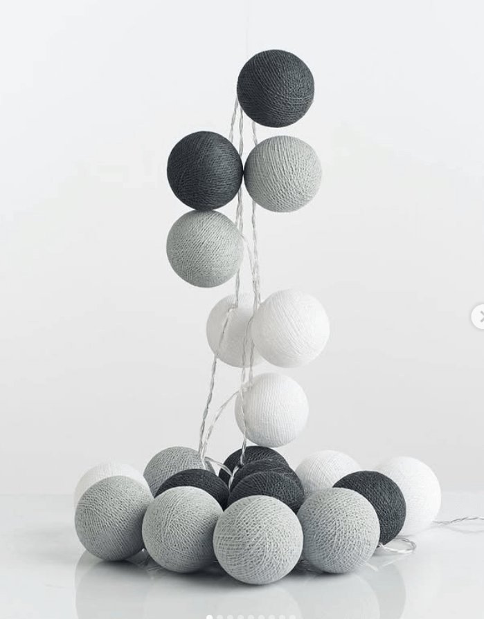 Тайские фонарики ручной работы цвета белый\серый