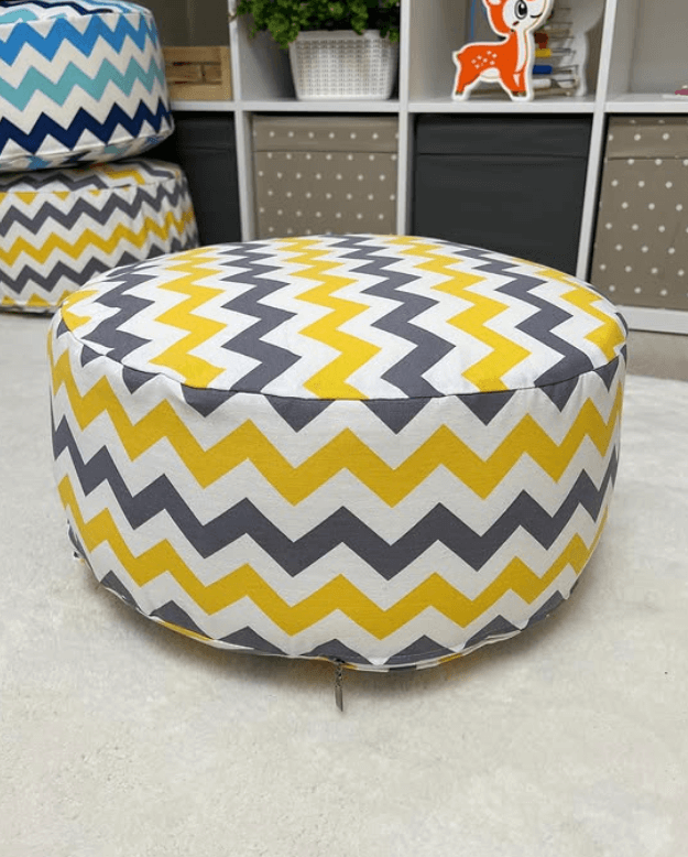 Пуфики для детей принт желтый зигзаг