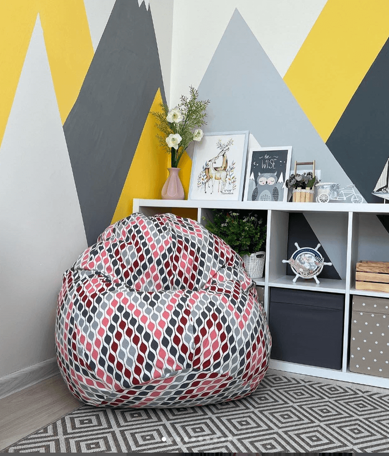 Детские бинбеги принт под питона (красный)