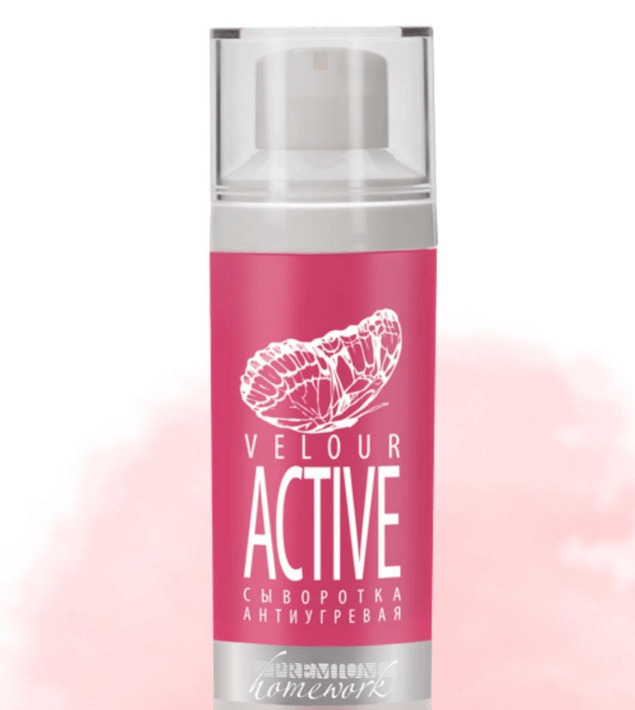 Сыворотка антиугревая «Velour Active»  Сыворотка оказывает себорегулирующее, противовоспалительное и иммуномодулирующее действие,