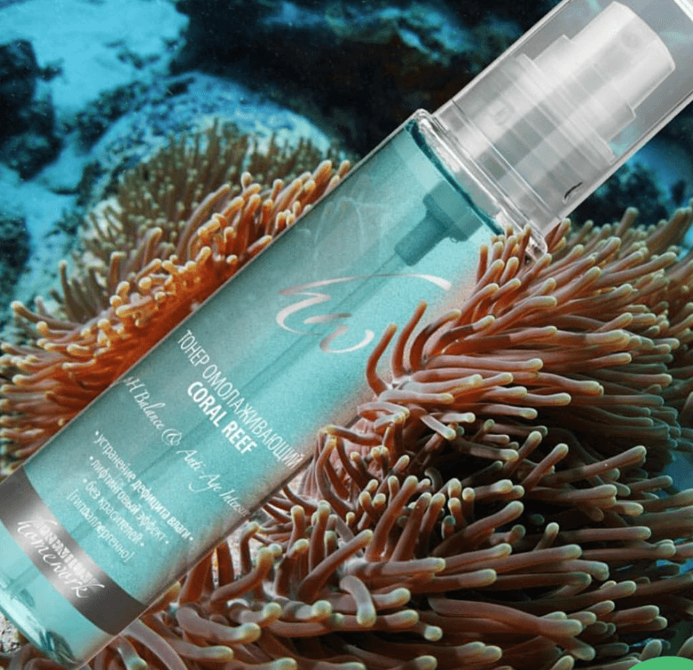 Тонер омолаживающий «Coral Reef» Средство на основе бесценных морских экстрактов: икры, планктона, водорослей, «голубого ретинола» и шунгитовой для сухой увядающей кожи лица и шеи.