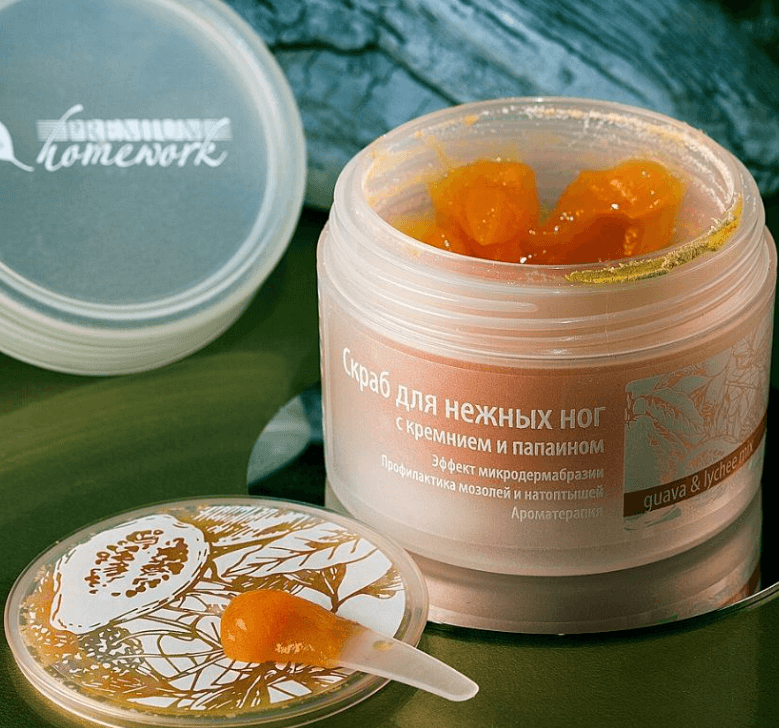 Полирующий SPA-препарат для кожи стоп и мягкой части подошвы с кристаллами кремния и ферментом папайи.