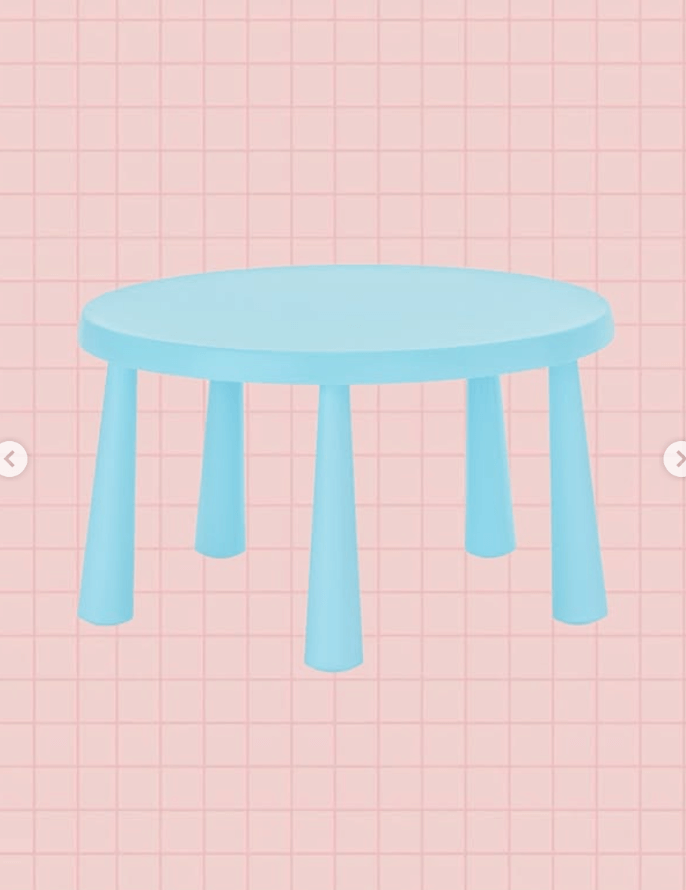 Детский стол из серии #МАММУТ круглый голубой