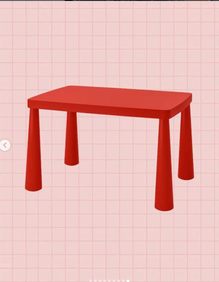 Детский стол из серии #МАММУТ красный квадратный