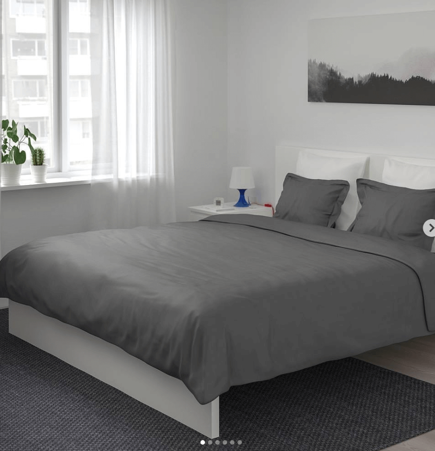 Пододеяльник с 2 наволочками Люктэсмин цвет темно-серый