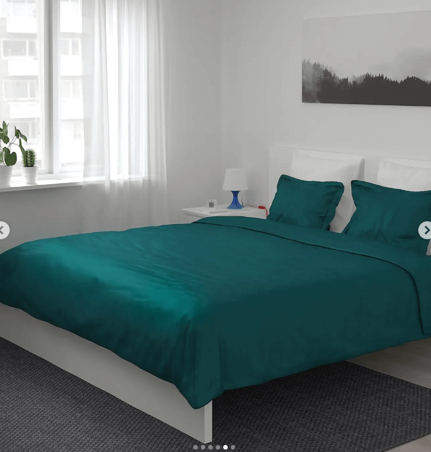 Пододеяльник с 2 наволочками Люктэсмин цвет темно-бирюзовый