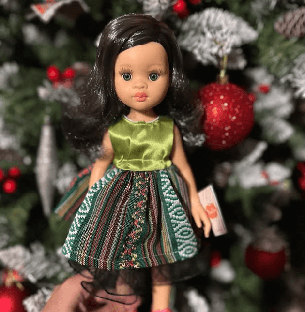 Кукла с черными волосами  красивое платье Красавица Размер: 32 см