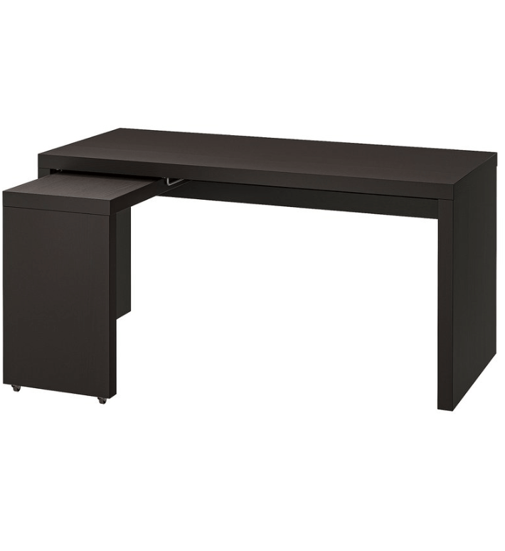 Письменный стол Мальм с выдвижной панелью цвет черно-коричневый