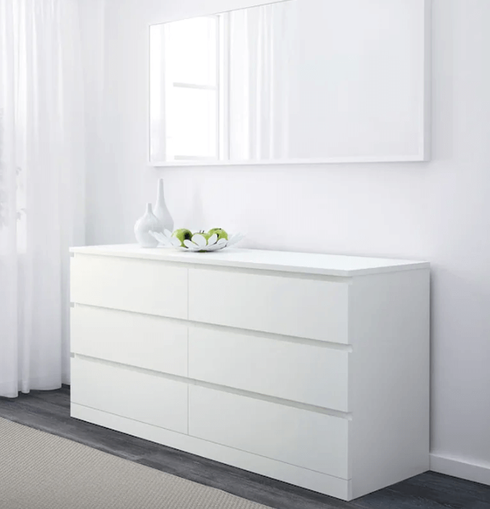 Комод Мальм 6 ящиков цвет белый