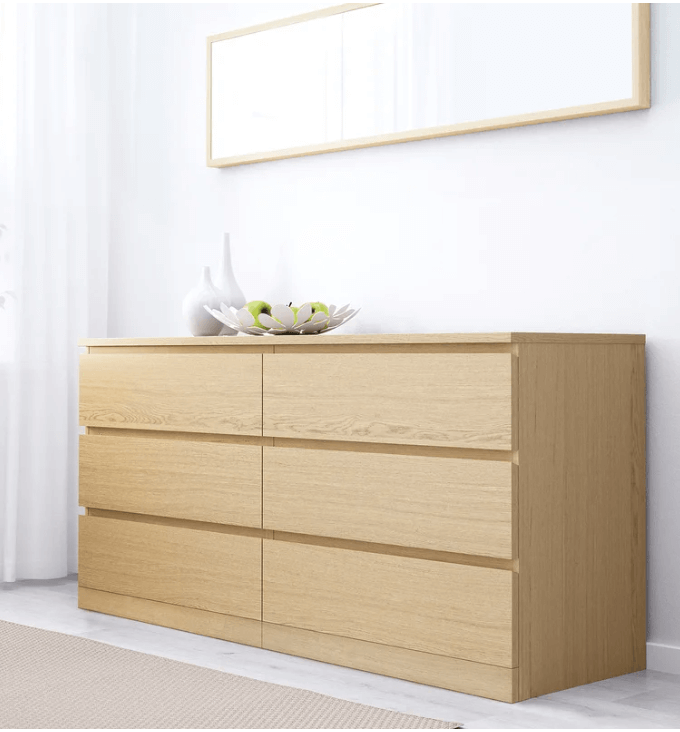 Комод Мальм 6 ящиков цвет светлое дерево