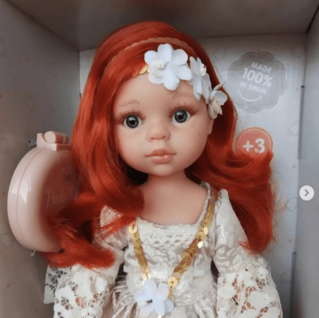 Рыжая куколка с длинными волосами в белом платье ✨Размер: 32 см ✨Вкусно пахнет ванилькой